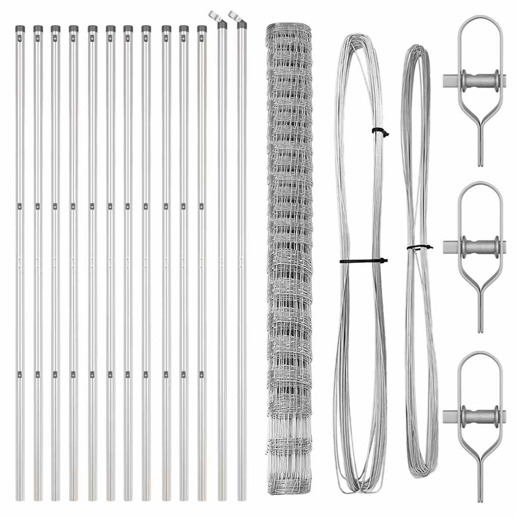 Wildzaun Silber 25 x 1,6 m Verzinkter Stahl